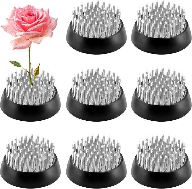 Tinsky 8Pcs 1.34 Inch Flower Frogs for Arrangements Vase Ikebana Kenzan Round Brass Floral Pin Frogs Stem Holder Flower Arranger Pin Fixed Tools for Home Decoration Craft (Silver) - Image 1